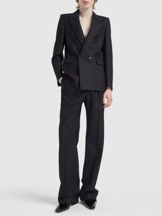 Saint Laurent   Pleated wool blend pants 