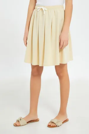 Senior Girls Beige Pleated Skirt