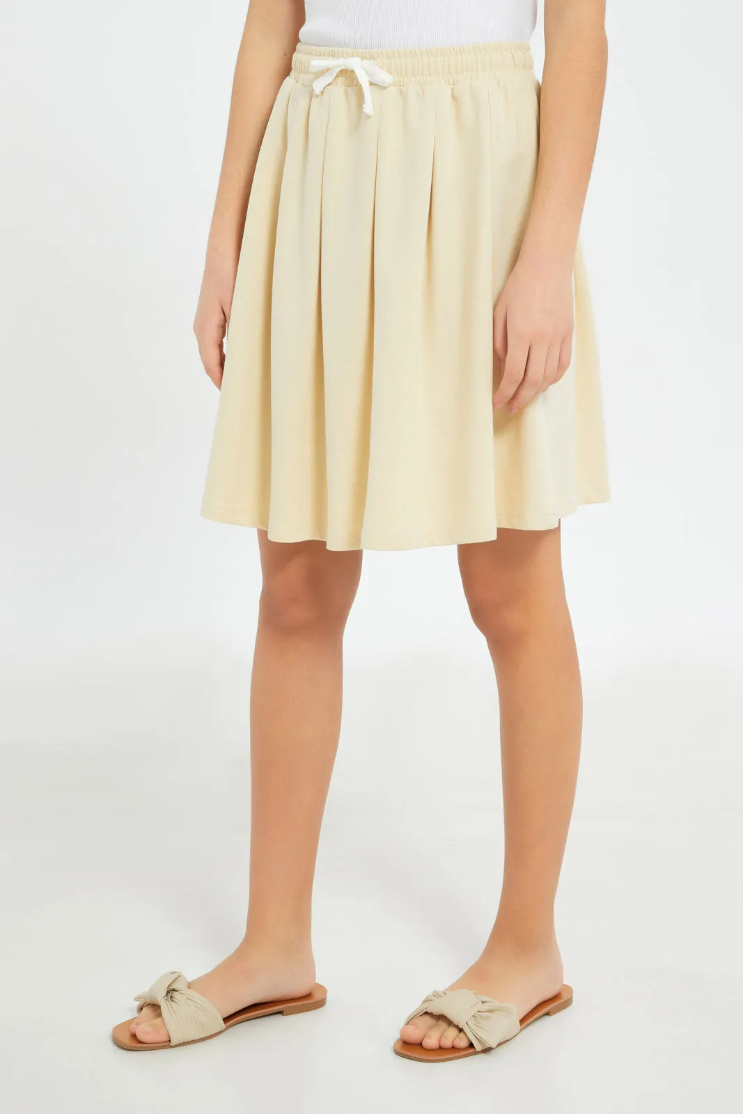 Senior Girls Beige Pleated Skirt