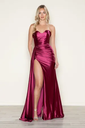 SERENITY Strapless Satin Sash Prom & Formal Dress