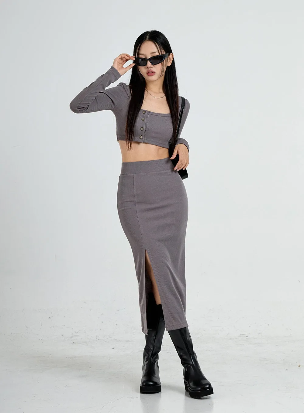 Side Cut Long Pencil Skirt CO13