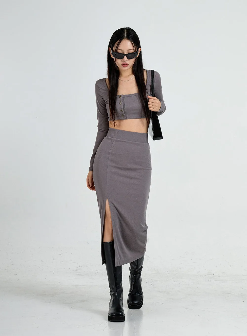 Side Cut Long Pencil Skirt CO13