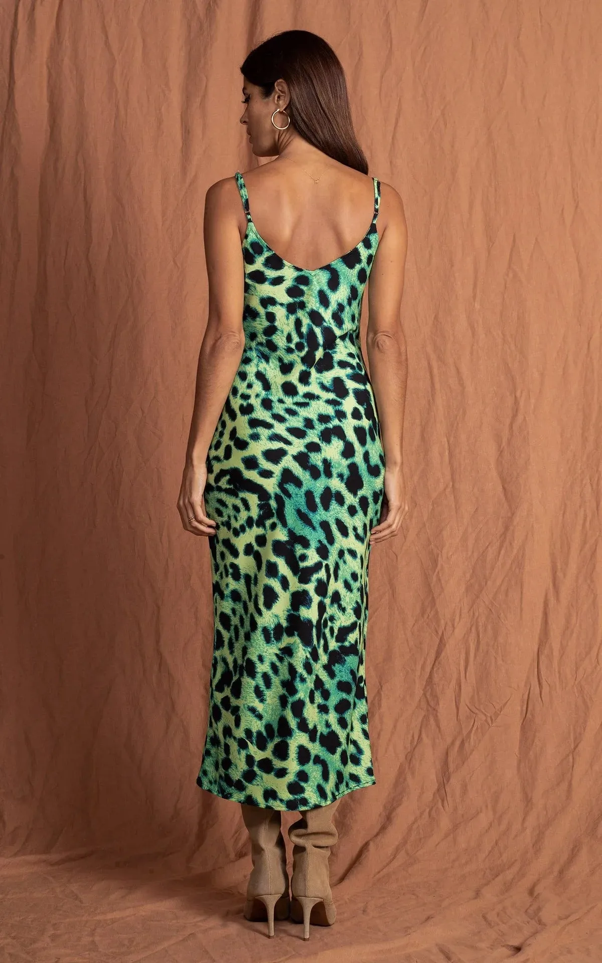 SIENNA MIDAXI SLIP DRESS (LIME LEOPARD)