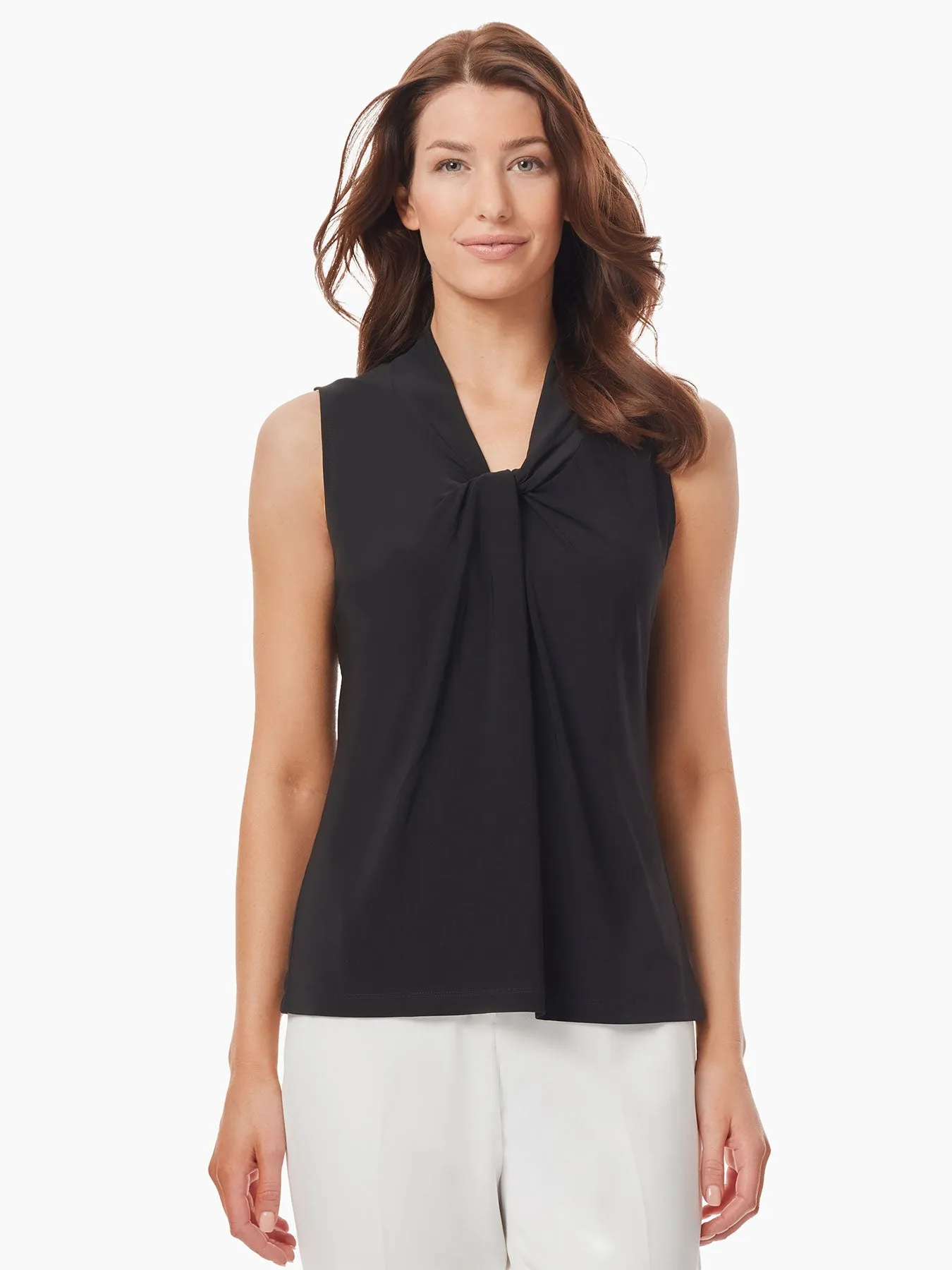 Sleeveless Knot Front Jersey Knit Top