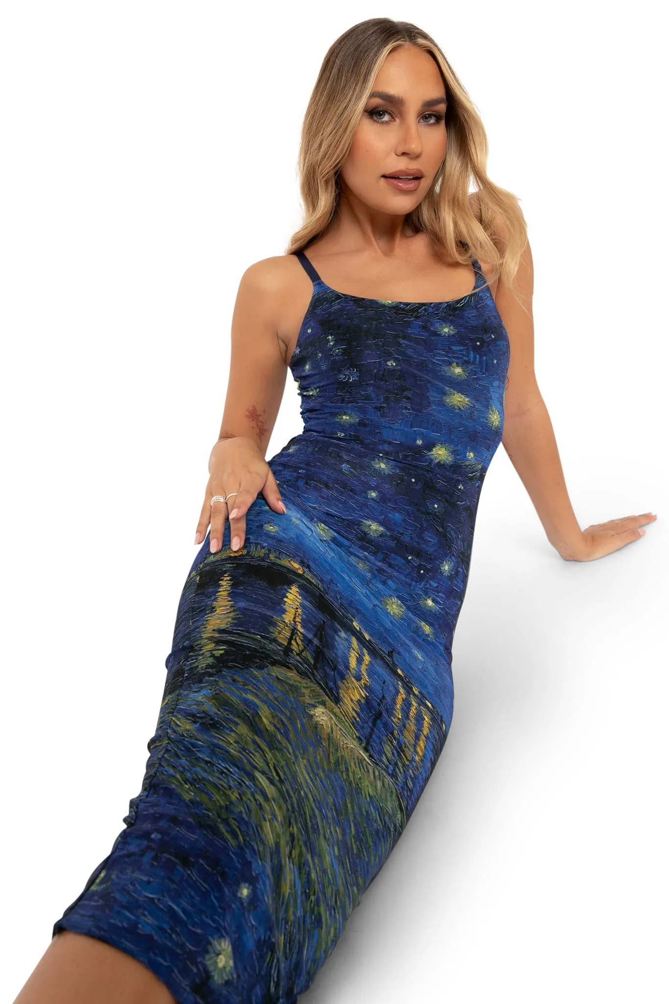 Starry Night Over The Rhône Sheer Bodycon Slip Dress