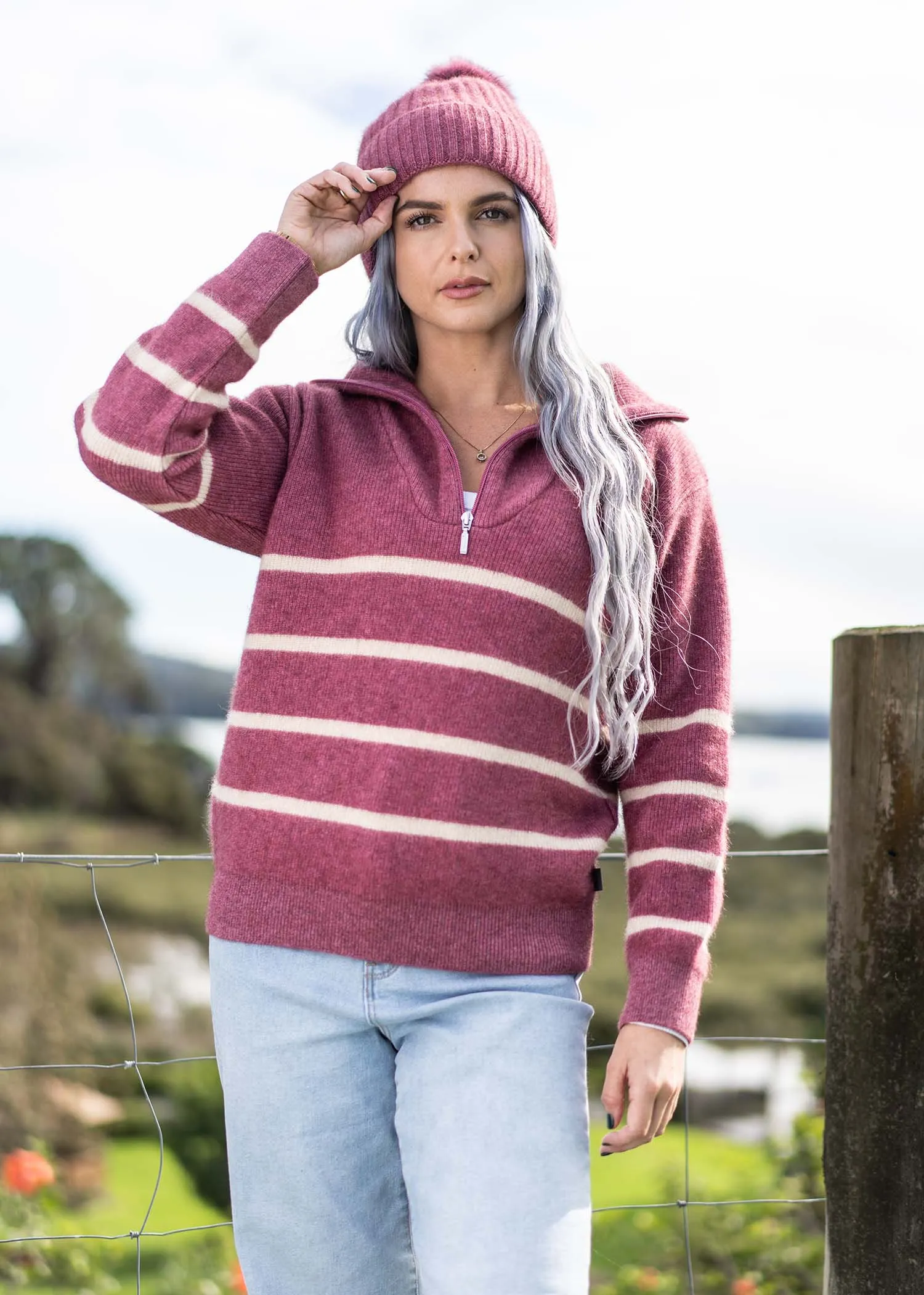 STRIPED ZIP JUMPER