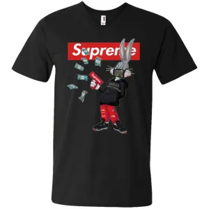 Supreme Rabbit Gucci Gang T-shirt Men V-Neck T-Shirt