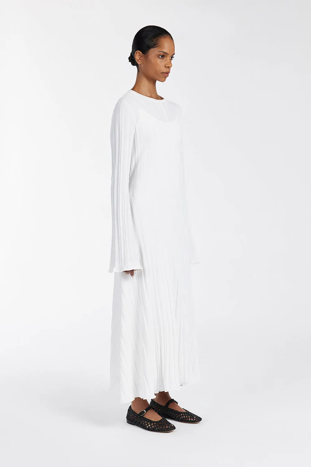 SYLVIA OFF WHITE KNIT MIDI DRESS