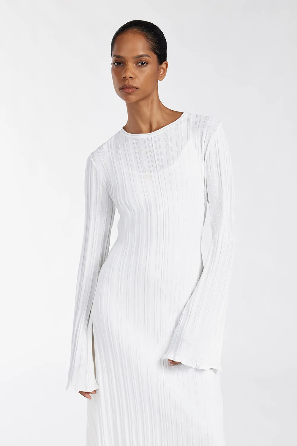 SYLVIA OFF WHITE KNIT MIDI DRESS