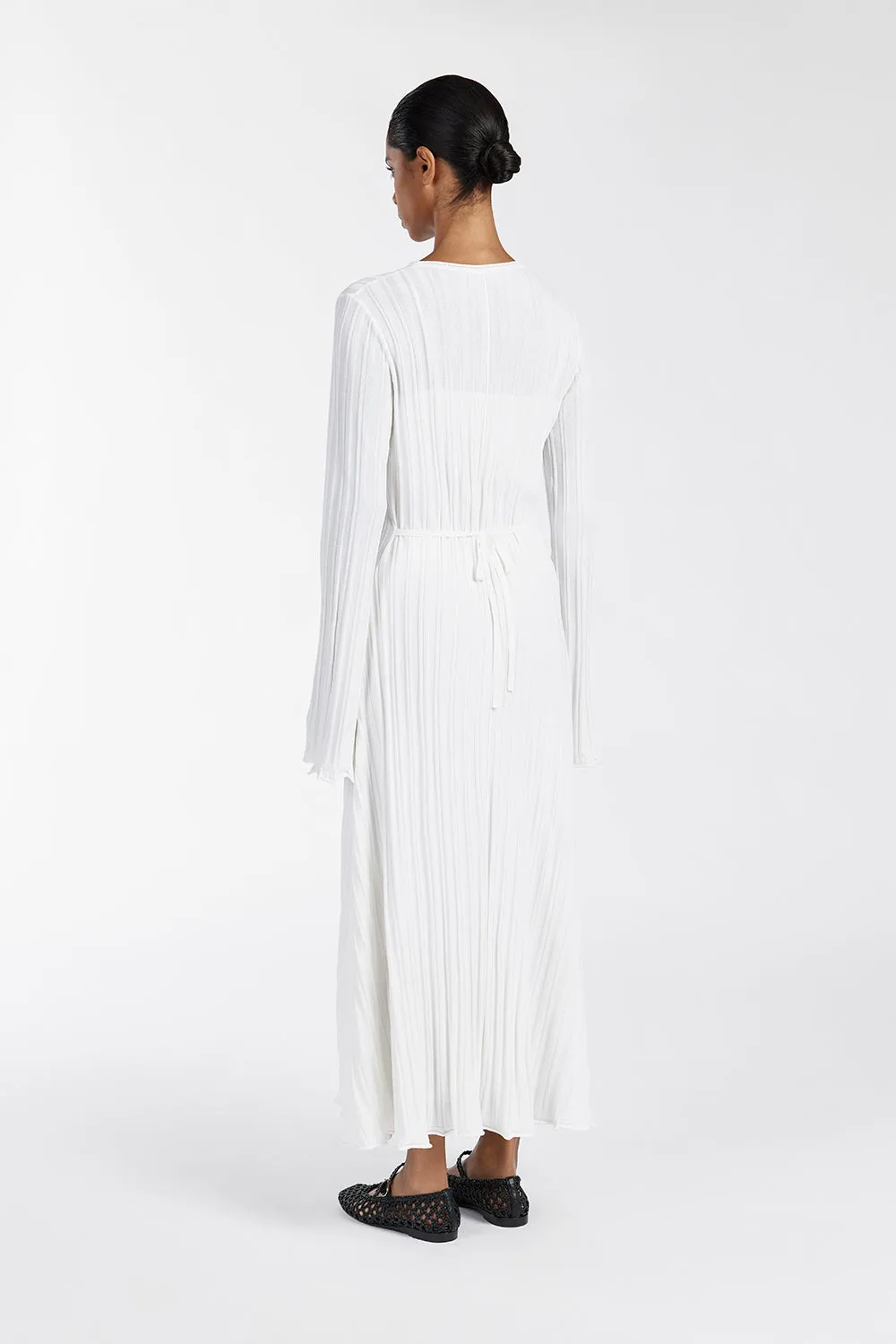 SYLVIA OFF WHITE KNIT MIDI DRESS