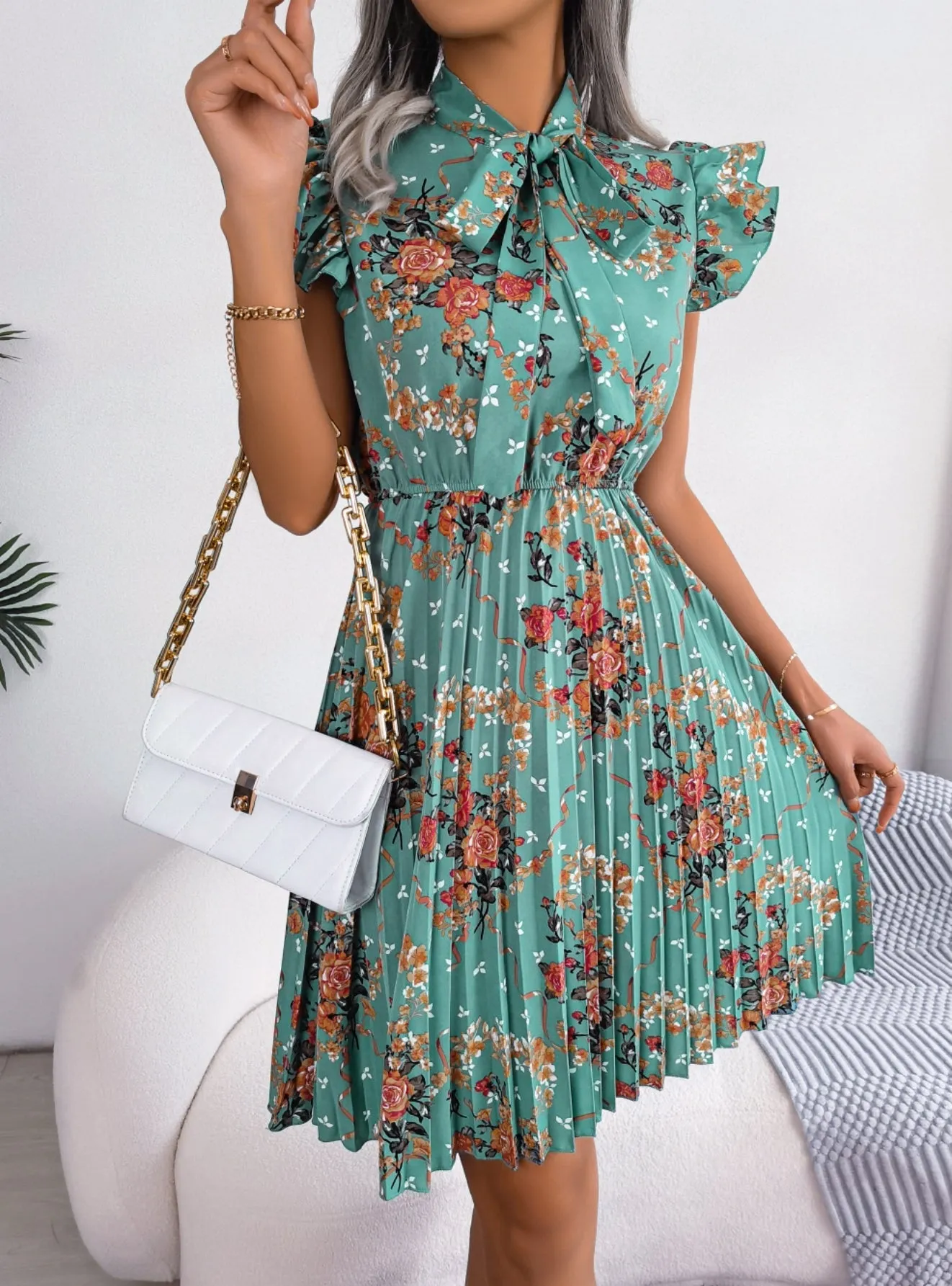 TastyHottie - Temperament Flower Pleated Dress