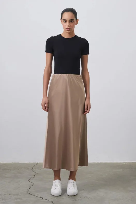 Tiana Straight Cut Satin Skirt Blonde