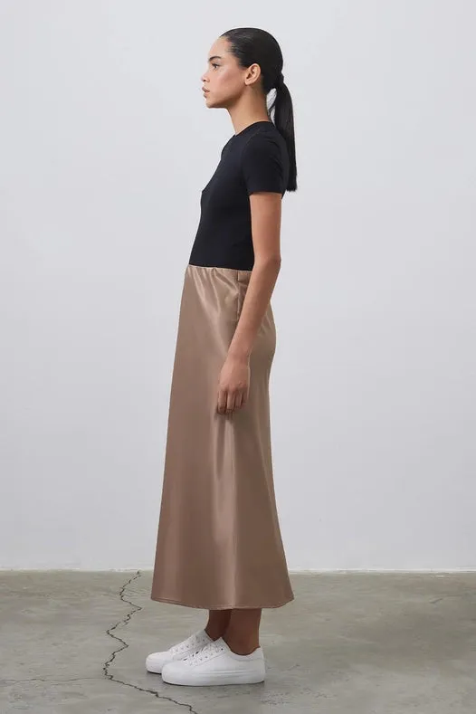 Tiana Straight Cut Satin Skirt Blonde