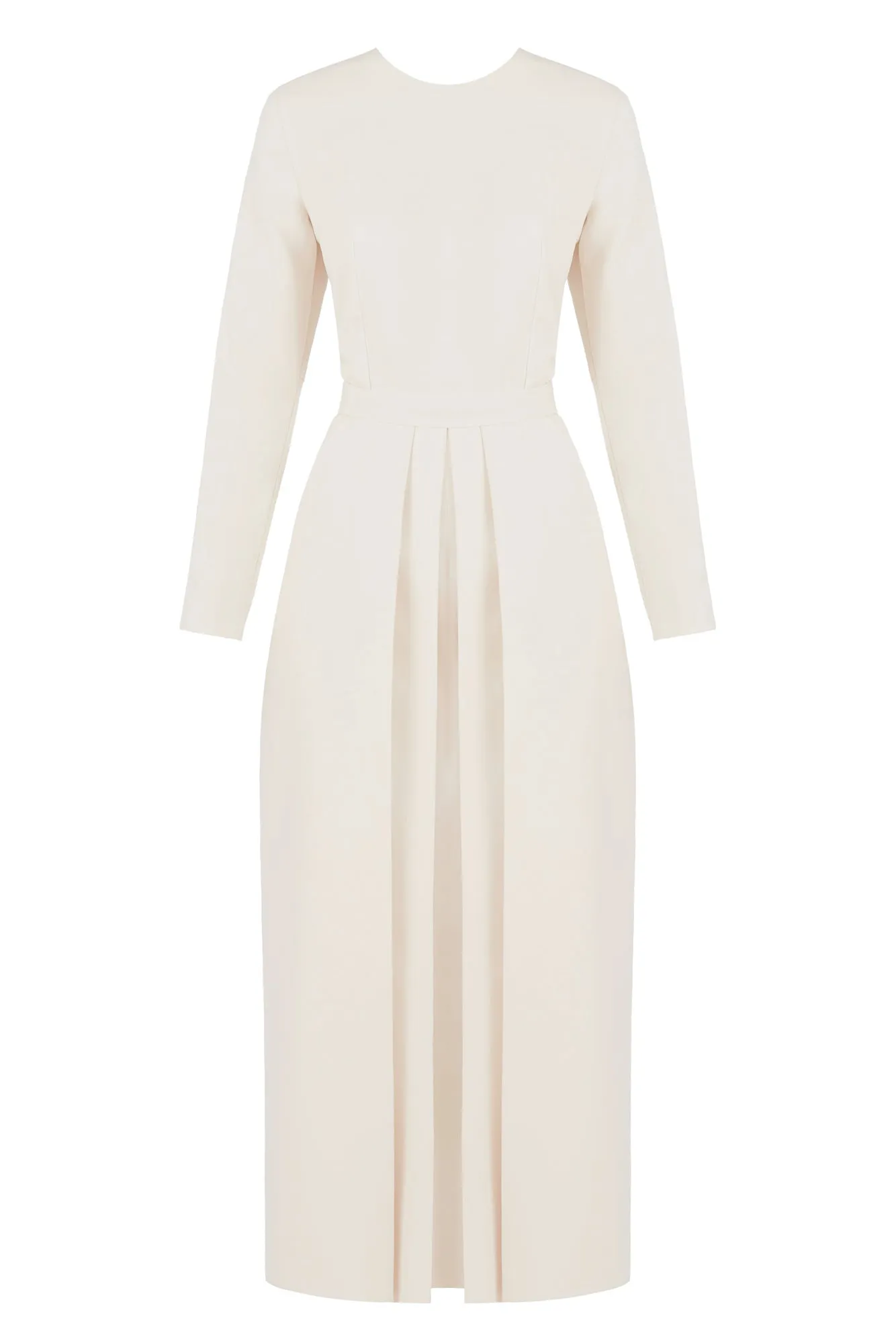 TILDA pastel cream classic pleated midi dress