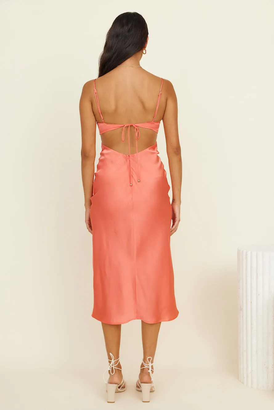 Tranquil Evenings Midi Dress Coral