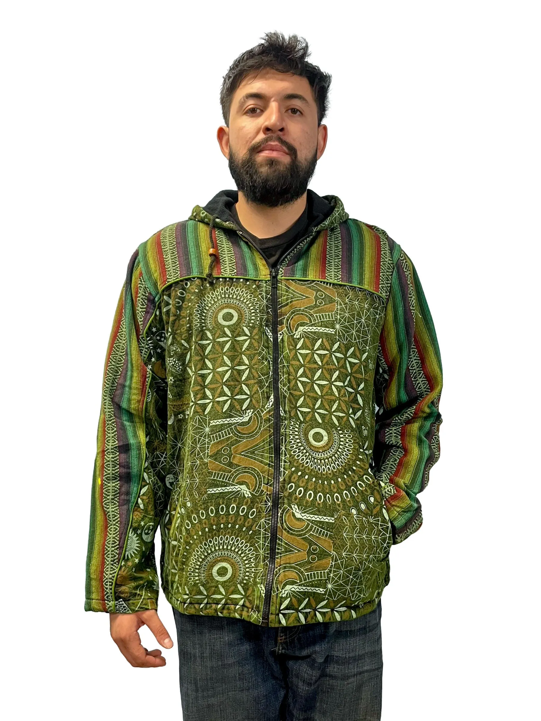 Unisex Jacket Zip-up Gheri Mandala Mushroom Print