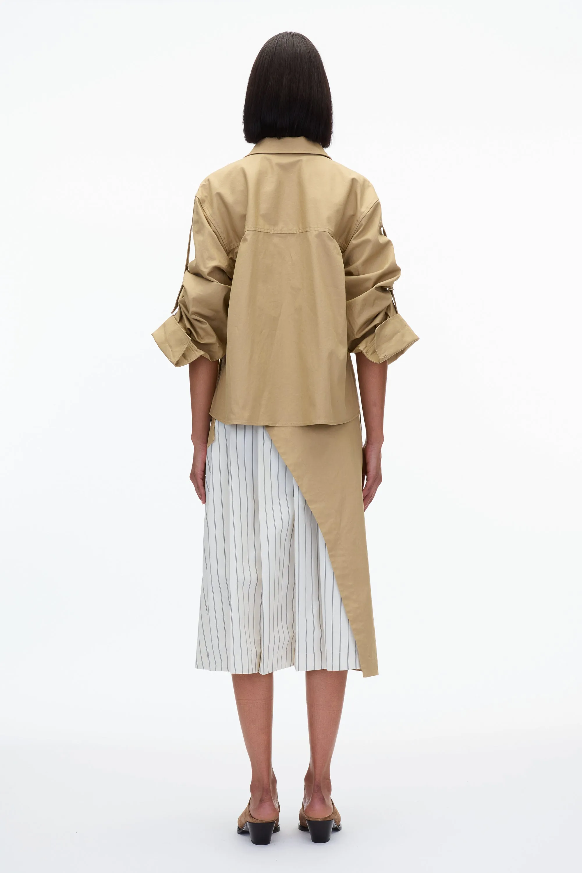 Utility Shirt Dress with Pleated Wrap Skirt