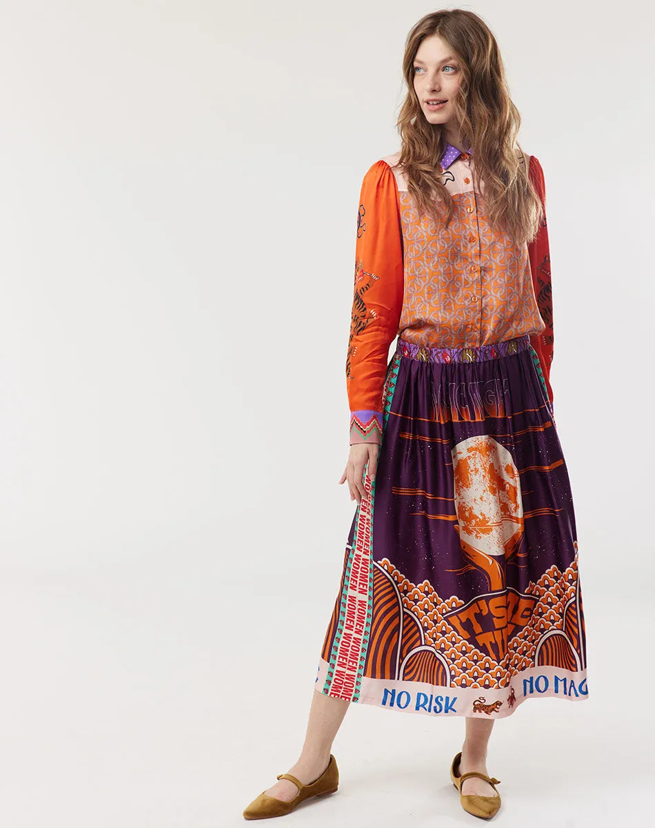 Vanessa Printed Retro Midi Skirt