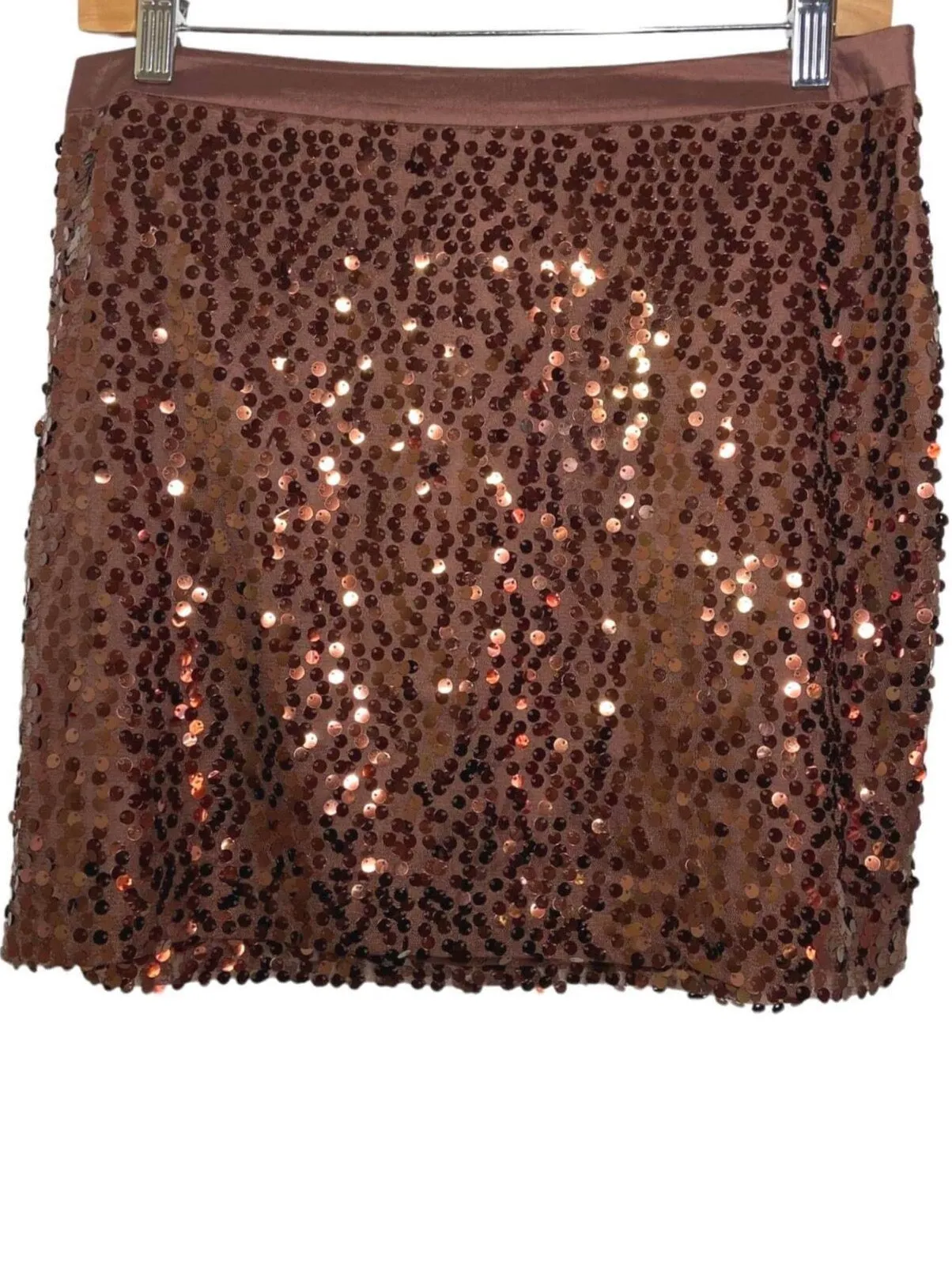 Warm Autumn Brown Sequin Pencil Skirt