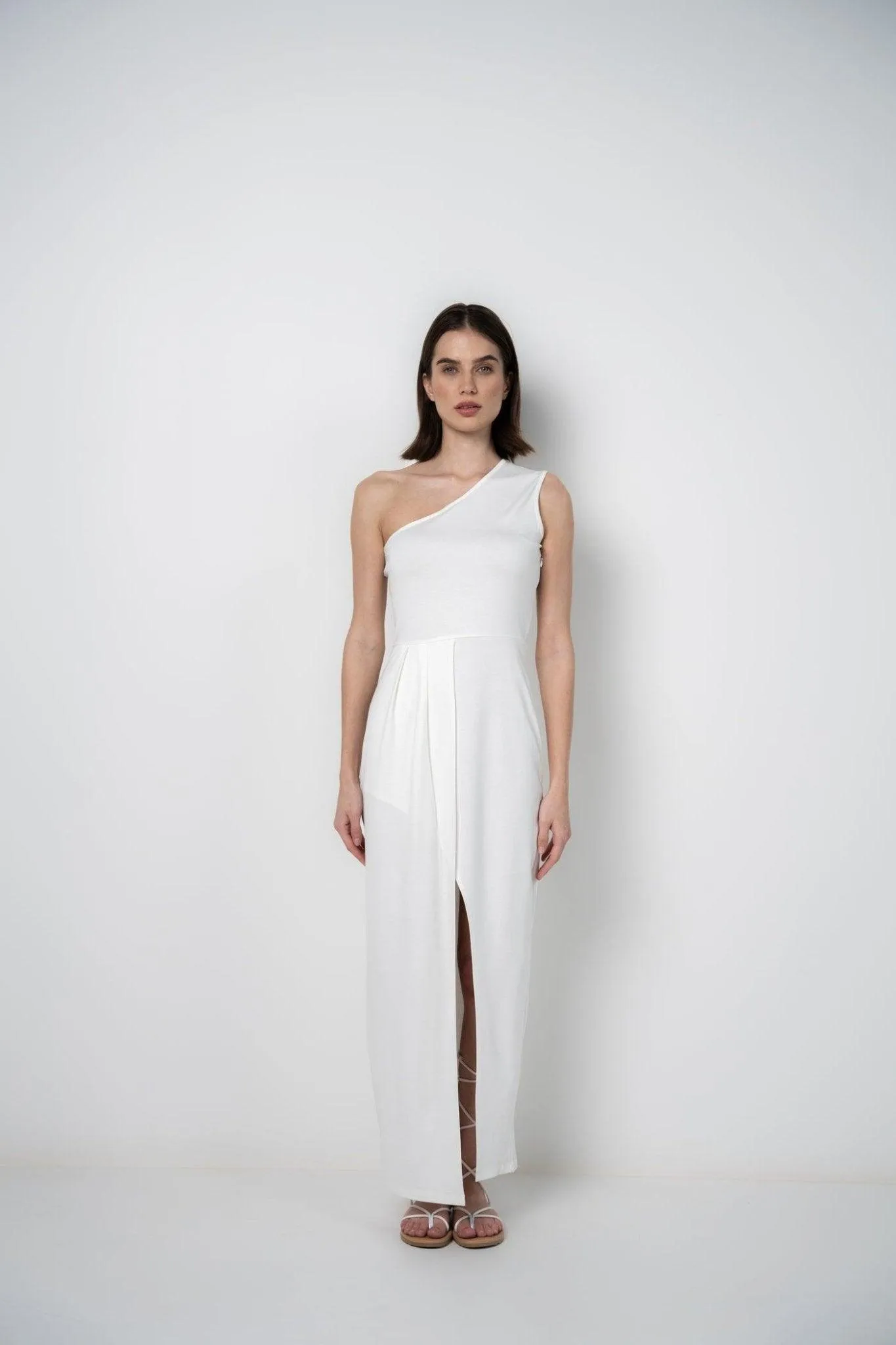 WHITE ASYMMETRIC DRESS