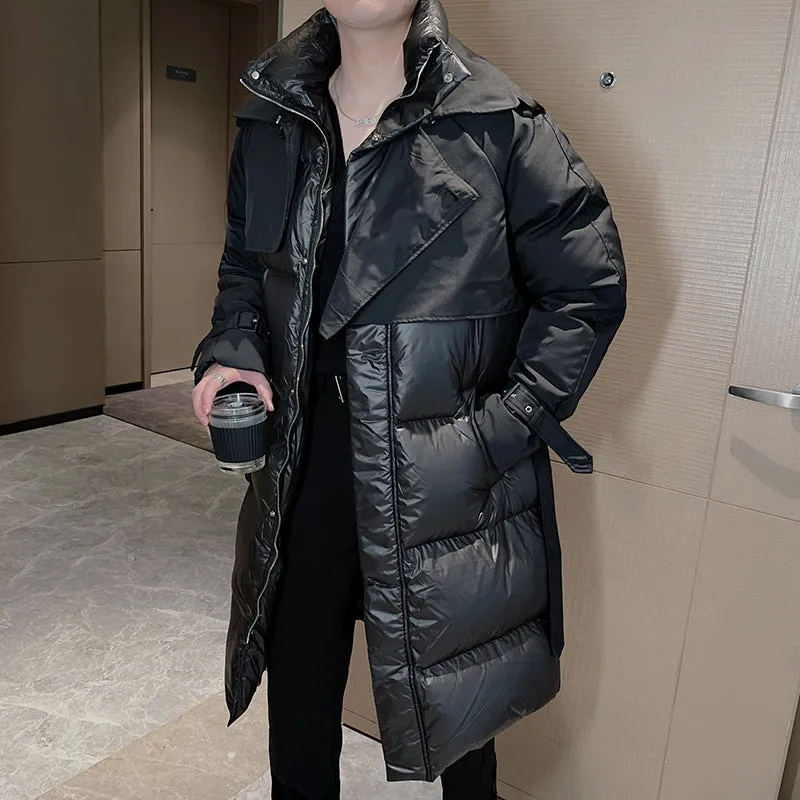 Winter Patchwork Design Long Down Coat