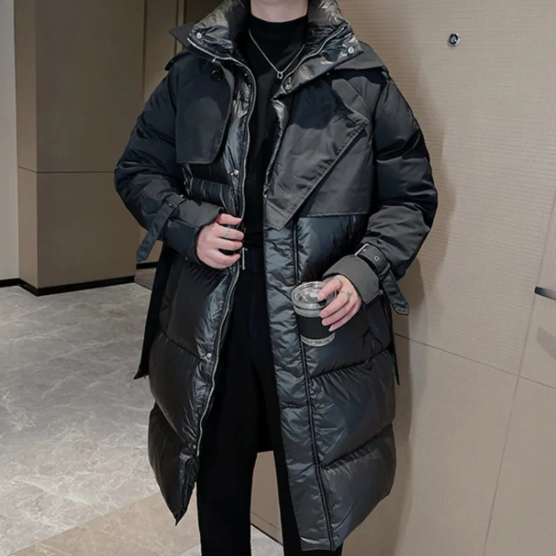 Winter Patchwork Design Long Down Coat