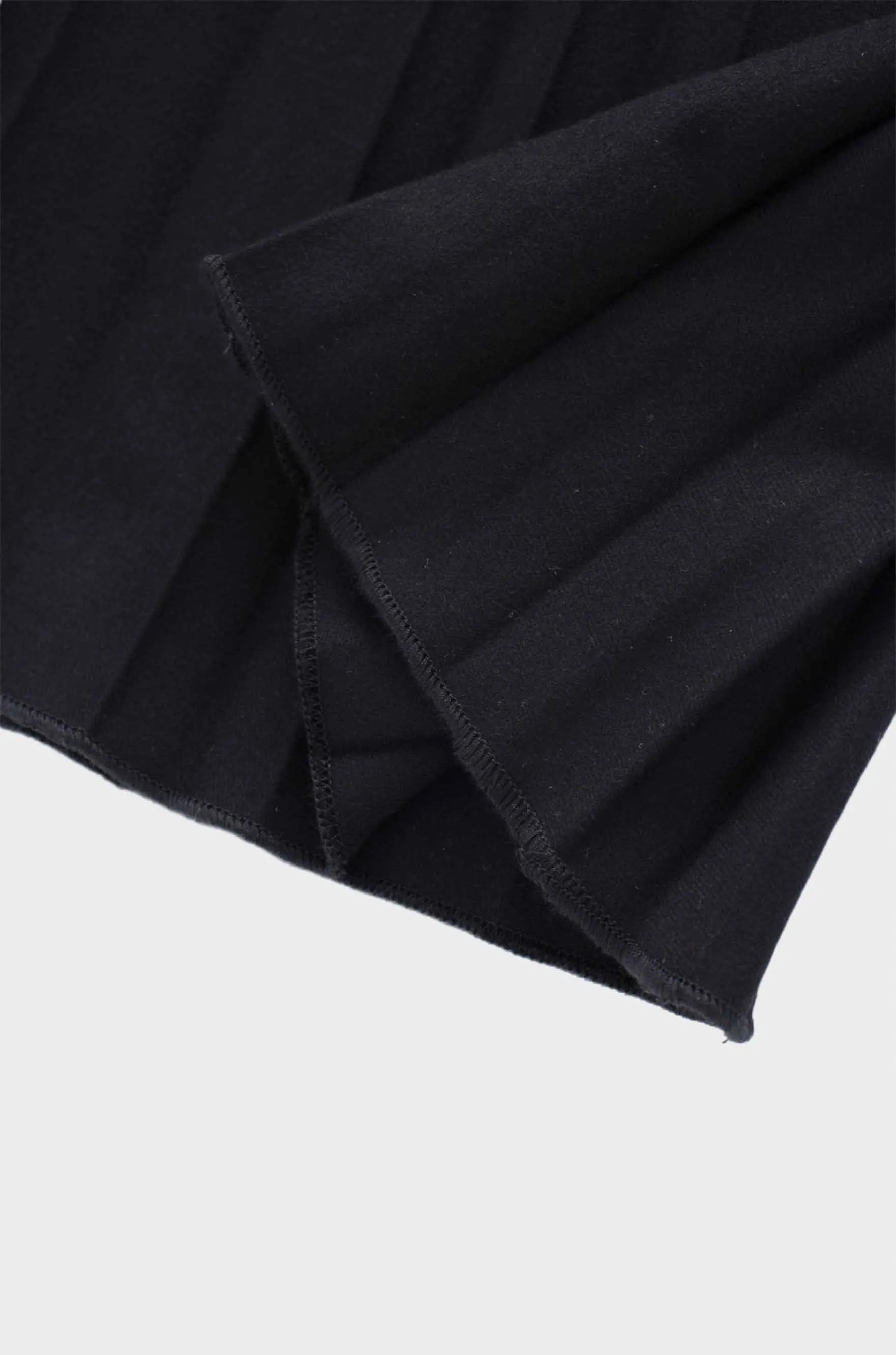 Wool Blend Pleated Skirt-Black