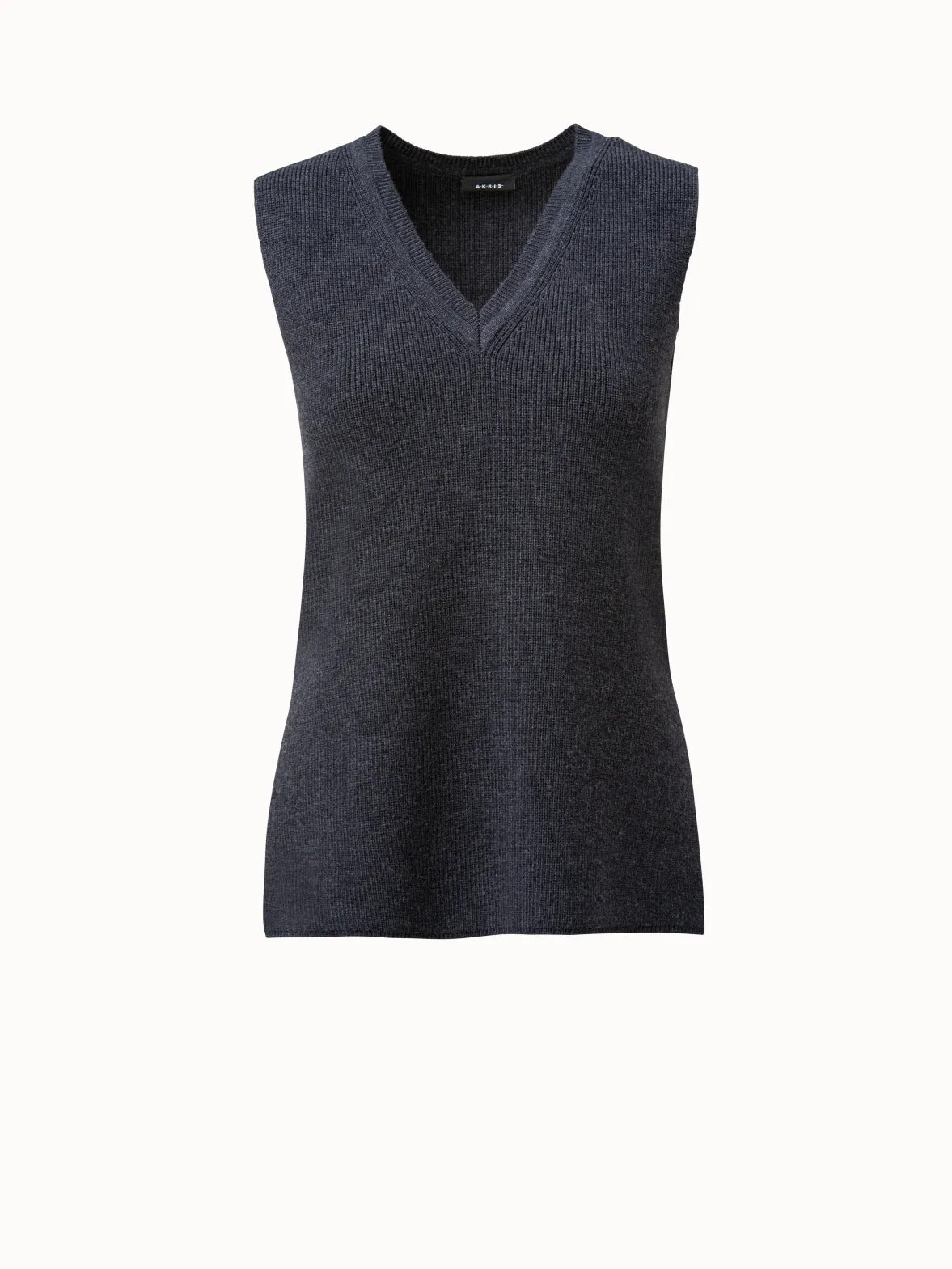 Wool Stretch Rib V-neck Tunic