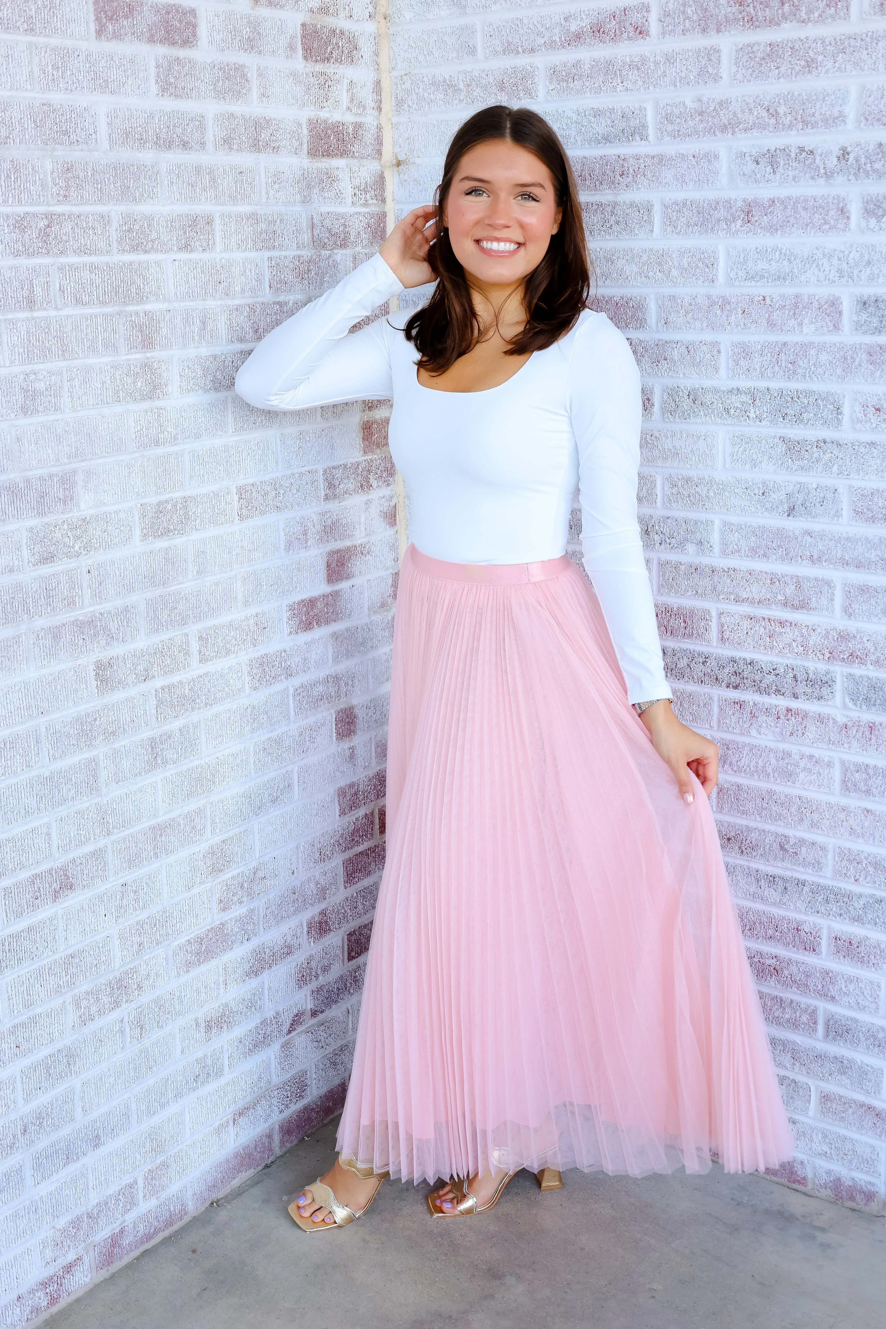 Wreckless Love Pleated Tulle Maxi Skirt